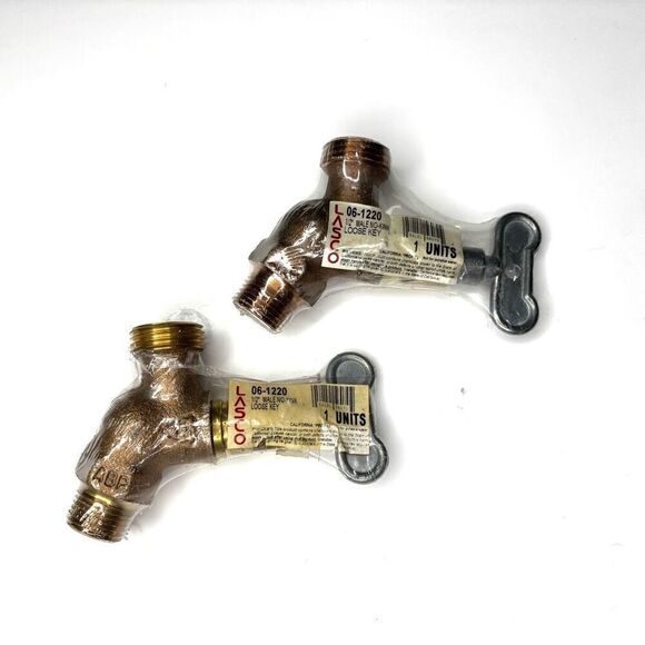 Set of 2 Brass Outdoor Hose Bibb Shutoff Valves 1/2” – LASCO - USA Made #06-1220 - Picture 4 of 4